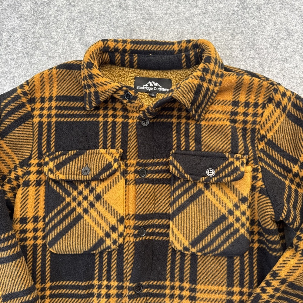 Blackridge Outfitters Mens Small Orange Plaid Fleece Lined Flannel‎ EUC - Picture 2 of 8